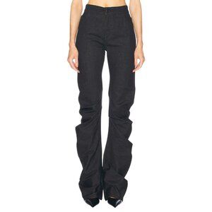 Jade Cropper Twisted Stretch Trouser in Grey 34 New Women Denim jeans extra long